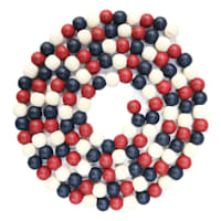 Homespun Patriotic Natural, Red & Blue Wooden Bead Garland, 6'