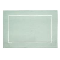 Set of 4 Aqua Foam Placemats with White Embroidered Border