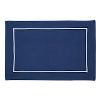 Set of 4 Navy Blue Placemats with White Embroidered Border