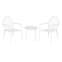 Providence 3-Piece Geo Metal Patio Chat Set, White