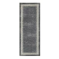 Bistro Charcoal Border Gelback Washable Kitchen Runner, 2x5