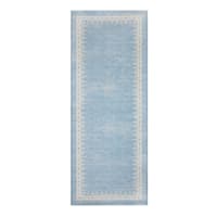 Bistro Light Blue Washable Kitchen Runner with Gelback, 2x5