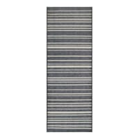 Bistro Grey Striped Washable Kitchen Runner with Gelback, 2x5