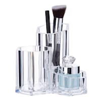 3-Compartment Clear Cylinder Cosmetic Organizer