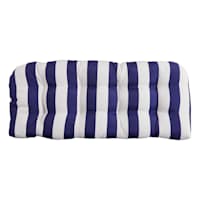 Providence Navy Blue Awning Stripe Outdoor Wicker Settee Cushion