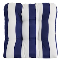 Providence Navy Blue Awning Stripe Outdoor Wicker Seat Cushion