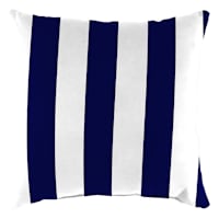 Providence Navy Blue Awning Stripe Square Outdoor Throw Pillow, 16"