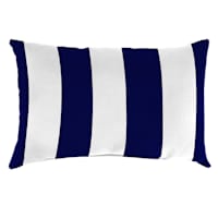 Navy Awning Stripe Lumbar Outdoor Throw Pillow, 14x20