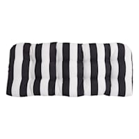 Providence Black Awning Stripe Outdoor Wicker Settee Cushion