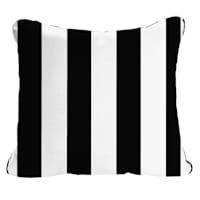 Providence Black Awning Stripe Outdoor Corded Back Cushion
