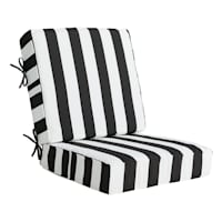 Providence 2-Piece Black Awning Stripe Deep Seat Cushion