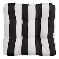 Providence Black Awning Stripe Outdoor Wicker Seat Cushion