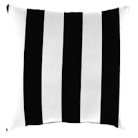 Providence Black Awning Stripe Square Outdoor Throw Pillow, 16"