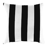 Providence Black Awning Stripe Oversized Square Outdoor Throw Pillow, 20"