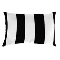 Providence Black Awning Stripe Lumbar Outdoor Throw Pillow, 14x20