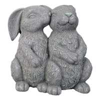 Rabbit Couple Outdoor Garden Statue, 12"