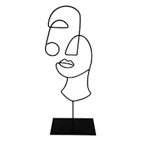 Black Metal Abstract Wire Face Decor, 15.5"