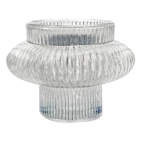 Grey Glass Dual Side Candle Holder, 3.2"