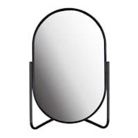 Oval Black Metal Tabletop Mirror, 11"