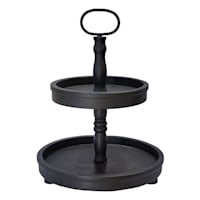 Black Wooden 2-Tier Stand, 12.5"