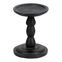 Black Wooden Candle Holder, 5"