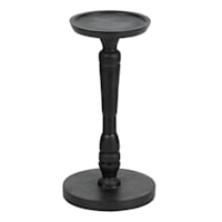 Black Wooden Candleholder, 8"