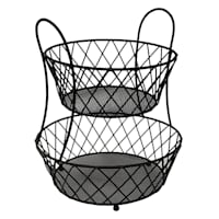 2-Tier Black Lattice Fruit Basket