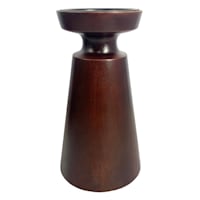 Dark Wooden Pillar Candle Holder, 8"