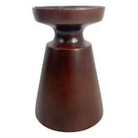 Dark Wooden Pillar Candle Holder, 6"