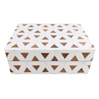 White & Wood Geometric Box, 8x6