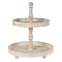 White Wood Two-Tier Stand, 15.6"