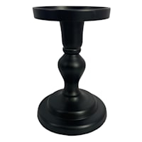 Black Pillar Candle Holder, 6"