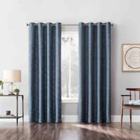 Sun Zero Daris Indigo Extreme Blackout Grommet Single Curtain Panel, 84"