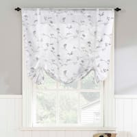 White & Grey Small Curtain Panel, 63"