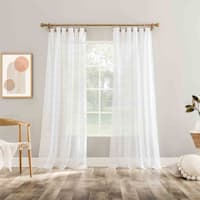 Augusta White Sheer Loop Tab Single Curtain Panel, 84"