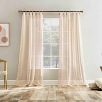 Augusta Apricot Sheer Loop Tab Single Curtain Panel, 84"