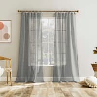 Augusta Grey Sheer Loop Tab Single Curtain Panel, 84"