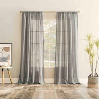 Ayanna Grey Sheer Rod Pocket Single Curtain Panel, 84"