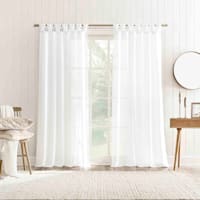 Harrison White Sheer Tab Loop Single Curtain Panel, 84"