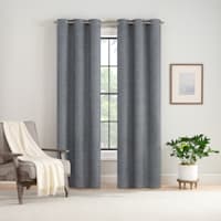 2-Pack Navy Blue Magnetic Closure Blackout Curtain Panels, 84"