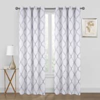 Sun Shield Brent Ivory & Grey Embroidered Blackout Grommet Single Curtain Panel, 84"