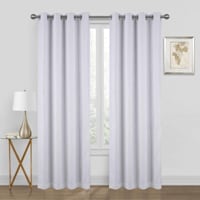 Sun Shield Brent Ivory & White Embroidered Blackout Grommet Single Curtain Panel, 84"