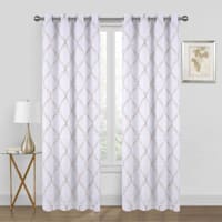 Sun Shield Brent Ivory & Linen Embroidered Blackout Grommet Single Curtain Panel, 95"