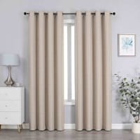 Sun Shield Linen Blackout Grommet Curtain Panel, 84"