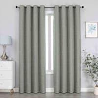 Sun Shield Tattersol Green Blackout Grommet Single Curtain Panel, 84"