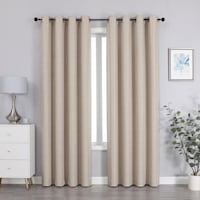 Sun Shield Linen Blackout Grommet Curtain Panel, 95"