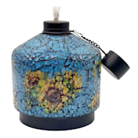 Blue Sunflower Pottery Tabletop Torch, 6"