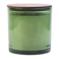 4-Wick Green Citronella Glass Candle with Wooden Lid, 50oz
