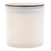 4-Wick White Citronella Glass Candle with Wooden Lid, 50oz