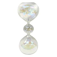 Iridescent Clear Glass Hourglass, 8.8"